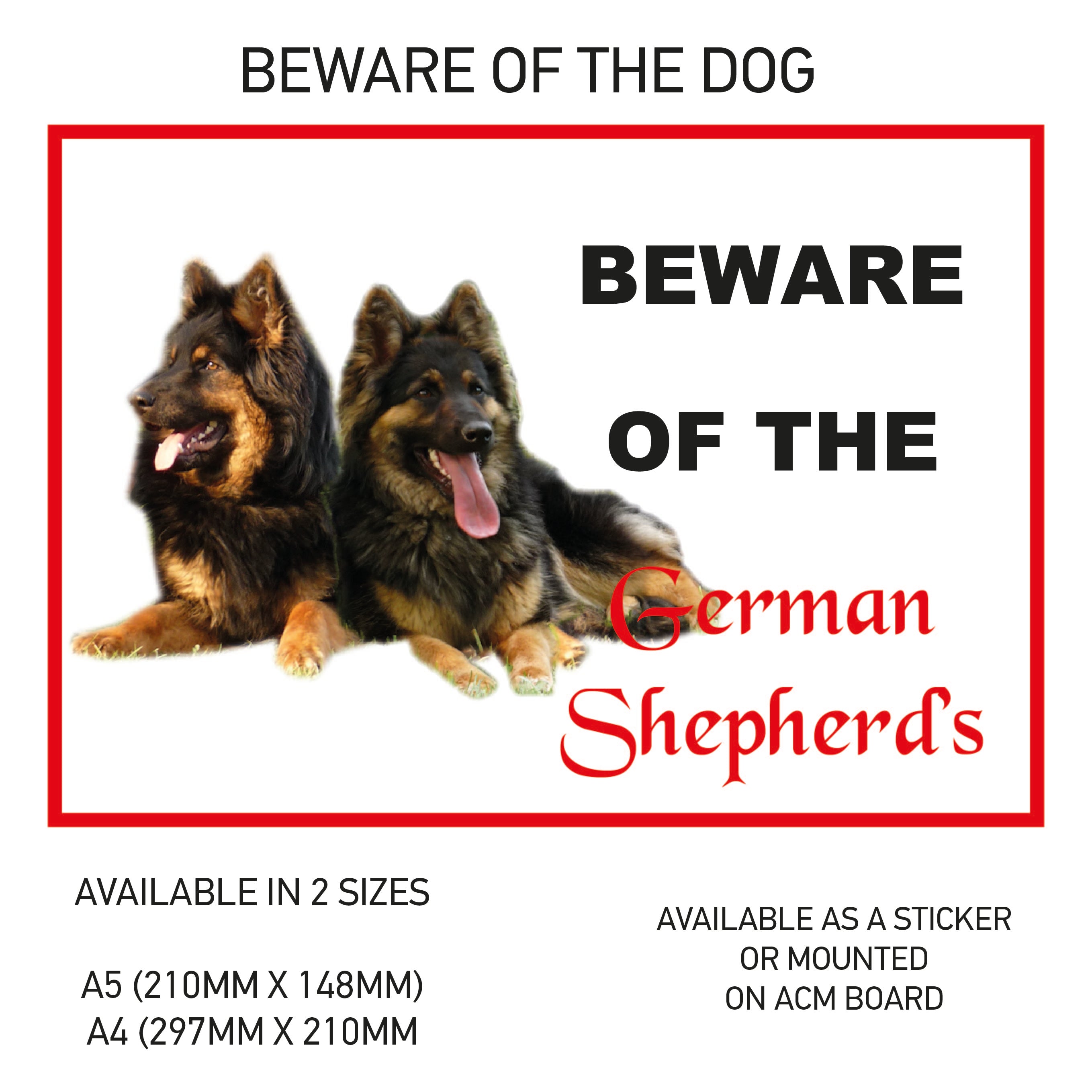 DS01-60 Funny Beware  Dog Vinyl Car Van Decal Printed Laminated Sticker Pet Animal Lover Various Designs Available