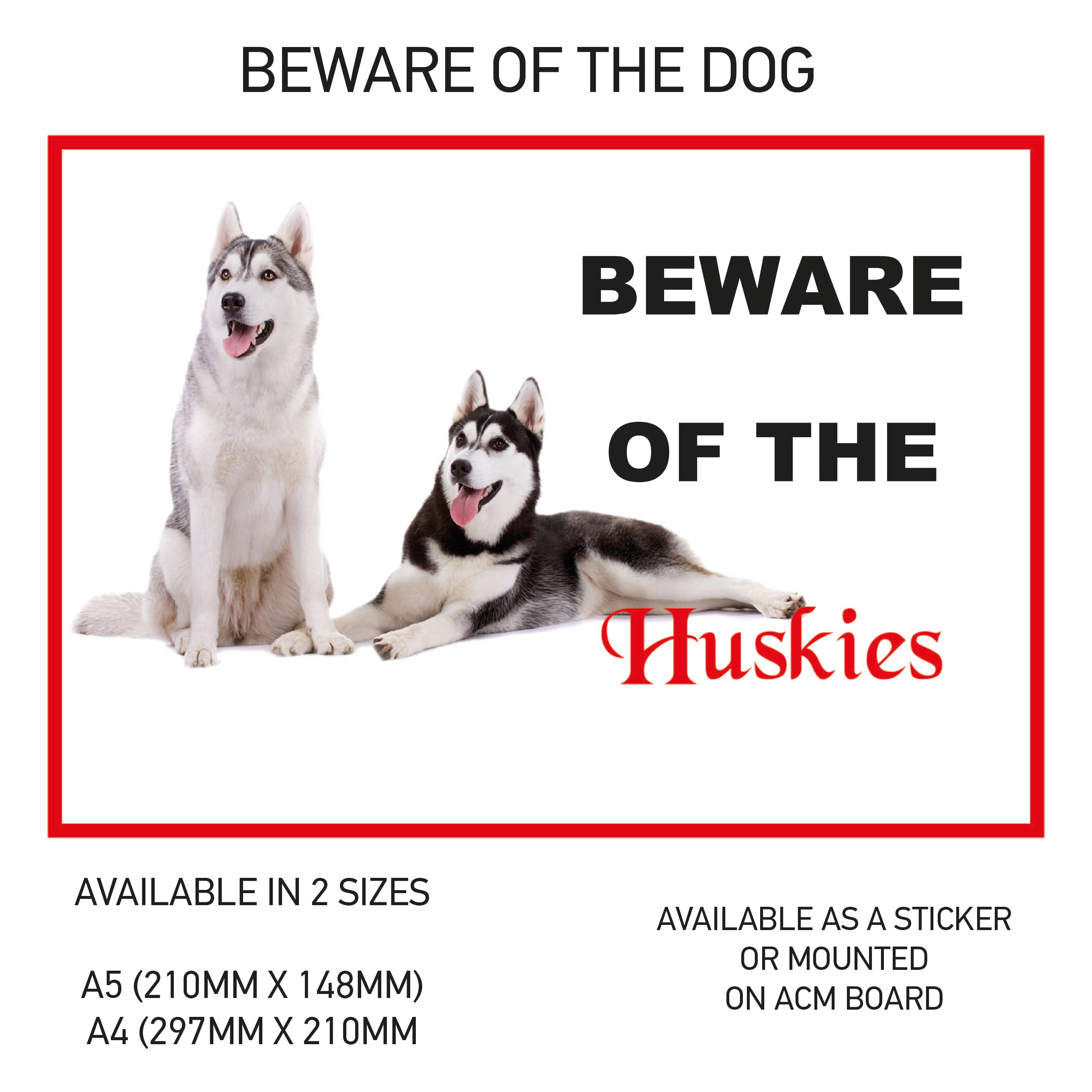 DS01-60 Funny Beware  Dog Vinyl Car Van Decal Printed Laminated Sticker Pet Animal Lover Various Designs Available