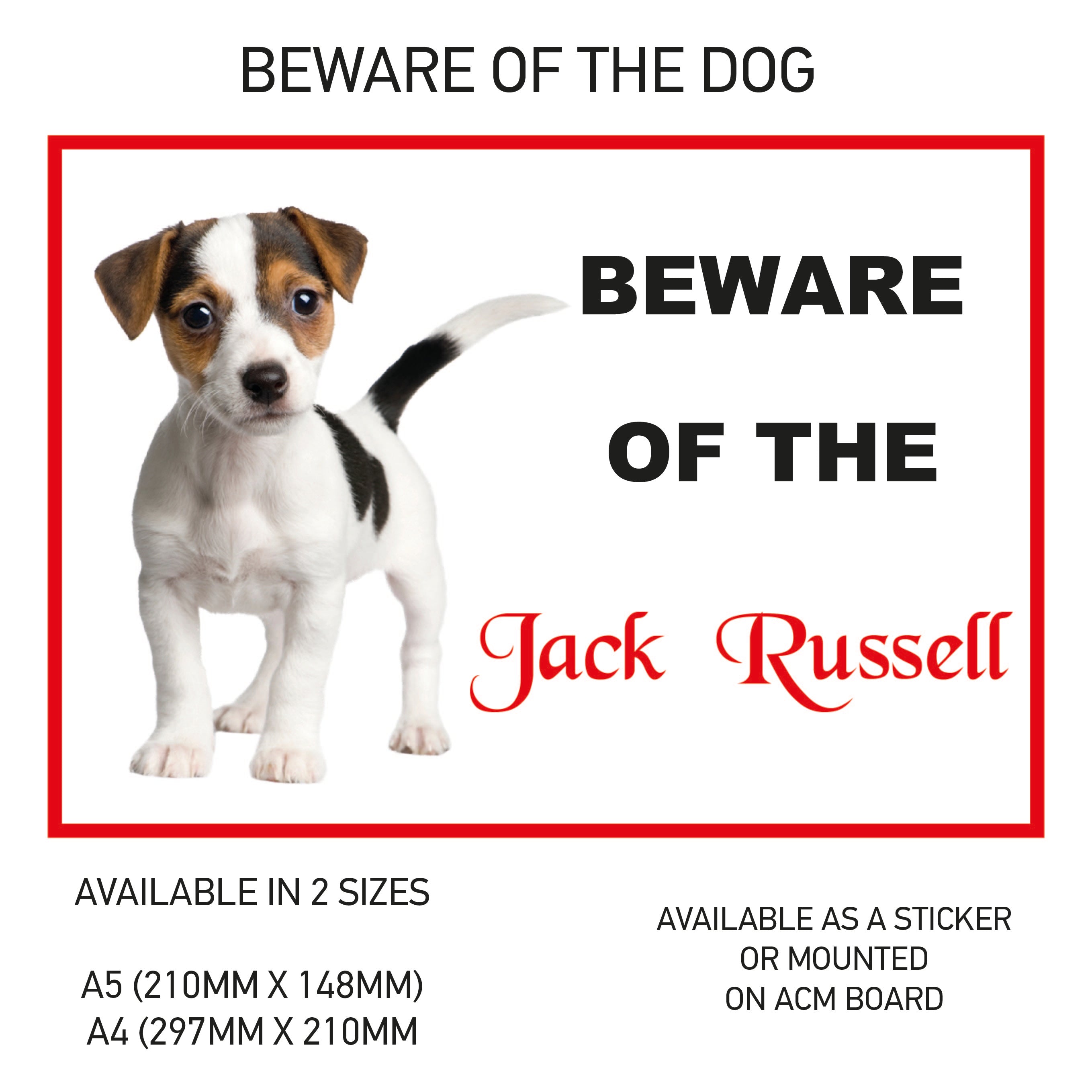 DS01-60 Funny Beware  Dog Vinyl Car Van Decal Printed Laminated Sticker Pet Animal Lover Various Designs Available