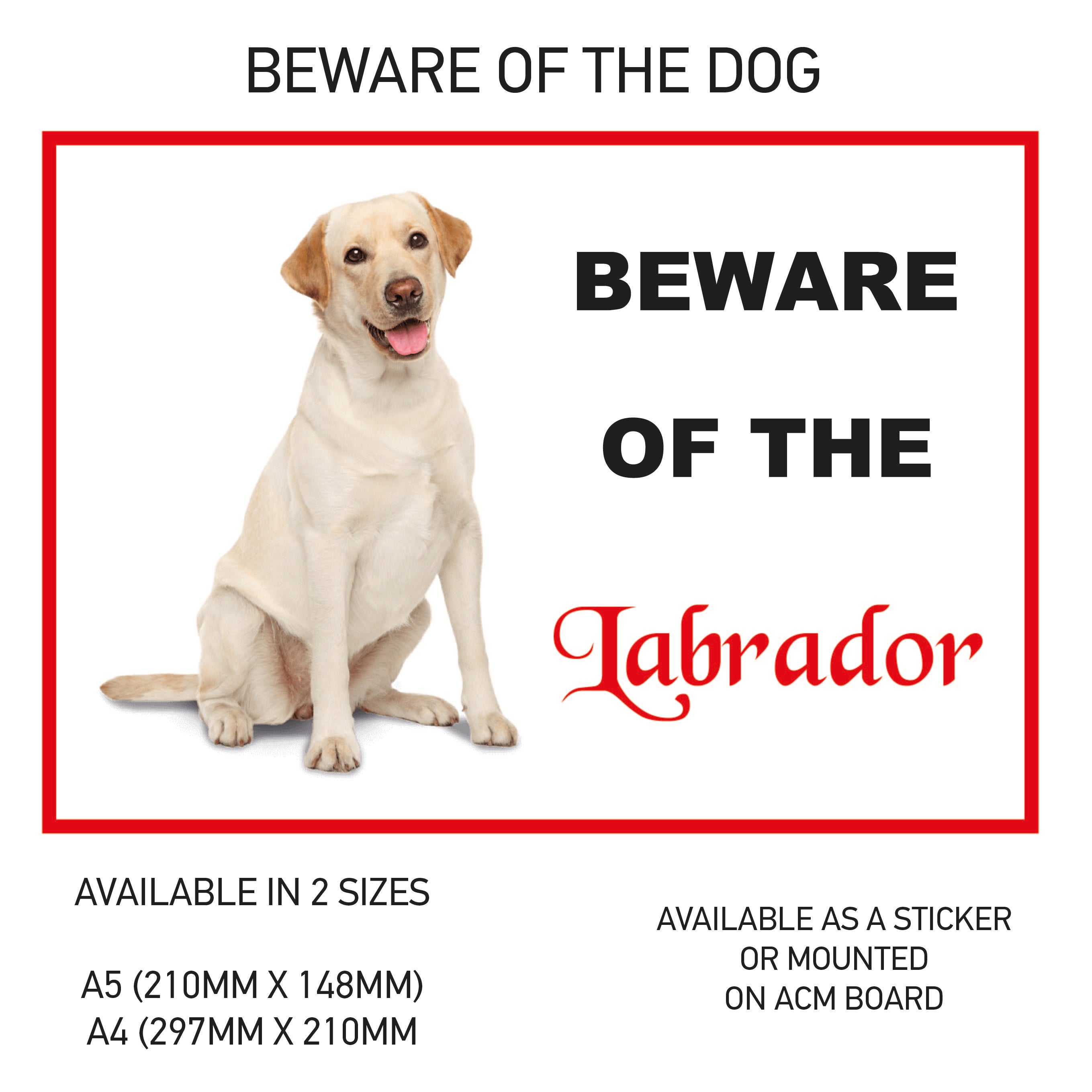 DS01-60 Funny Beware  Dog Vinyl Car Van Decal Printed Laminated Sticker Pet Animal Lover Various Designs Available