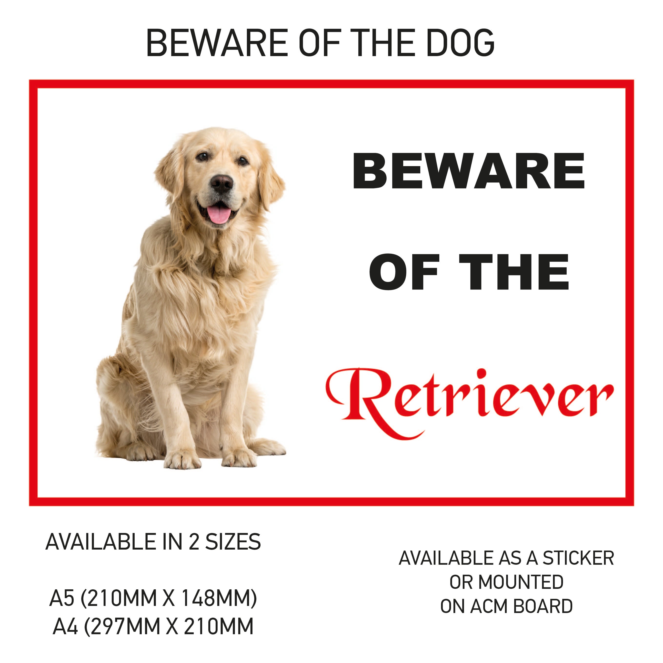 DS01-60 Funny Beware  Dog Vinyl Car Van Decal Printed Laminated Sticker Pet Animal Lover Various Designs Available