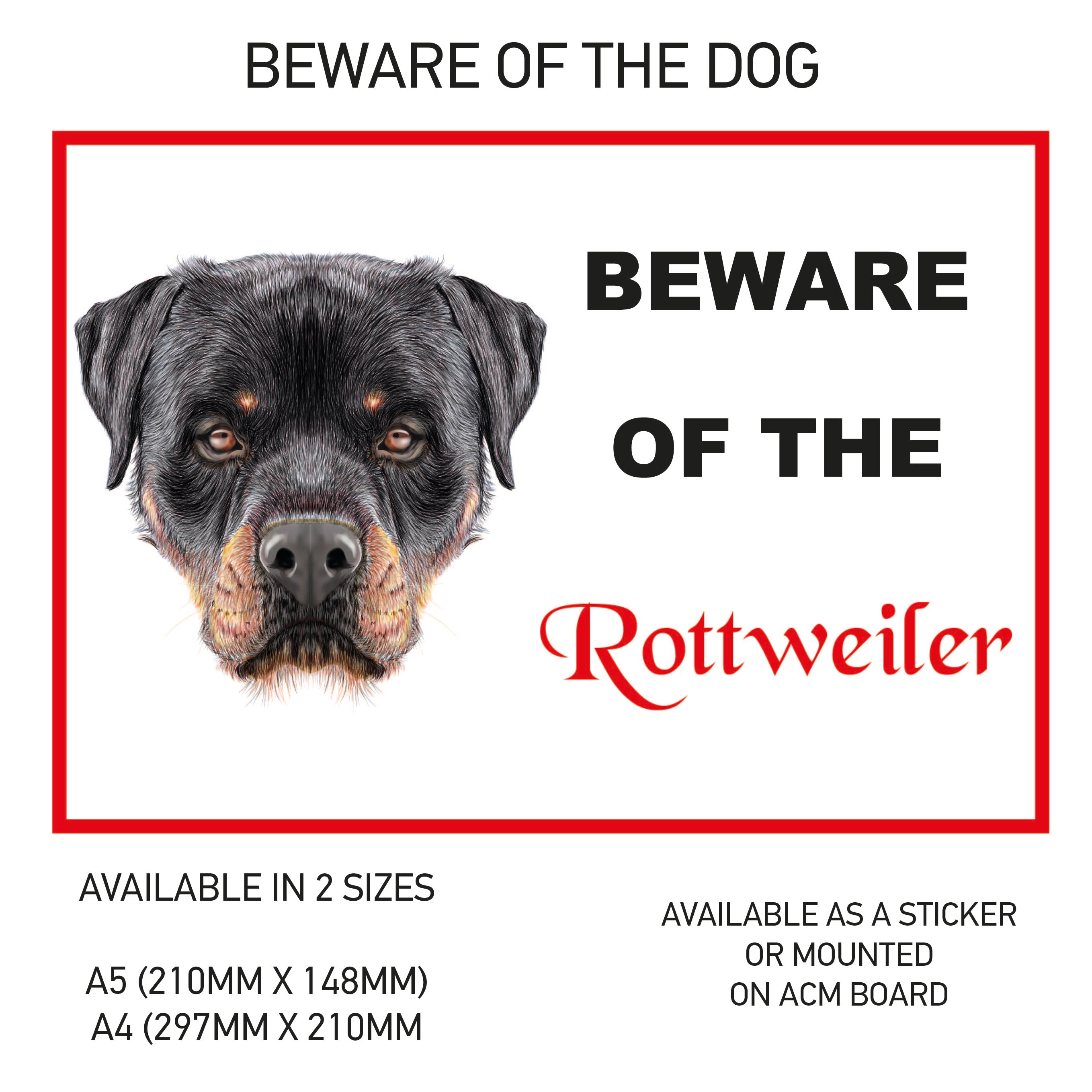 DS01-60 Funny Beware  Dog Vinyl Car Van Decal Printed Laminated Sticker Pet Animal Lover Various Designs Available