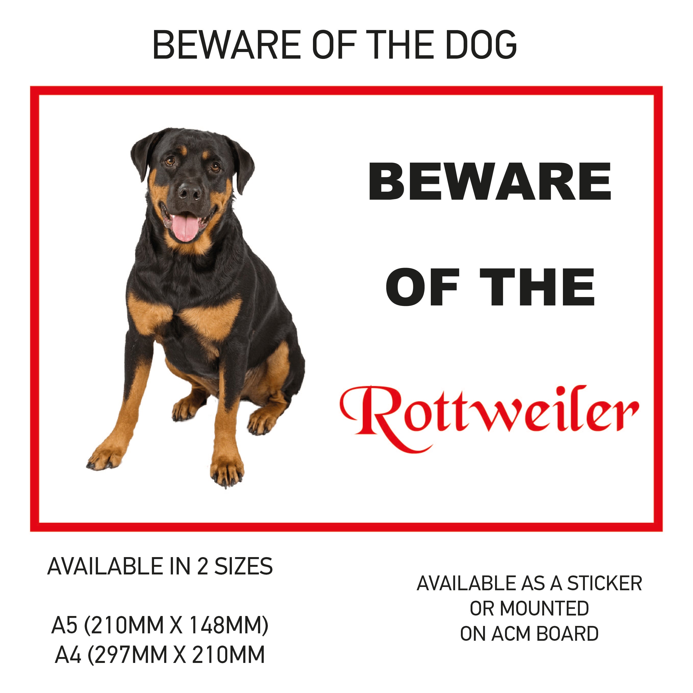 DS01-60 Funny Beware  Dog Vinyl Car Van Decal Printed Laminated Sticker Pet Animal Lover Various Designs Available