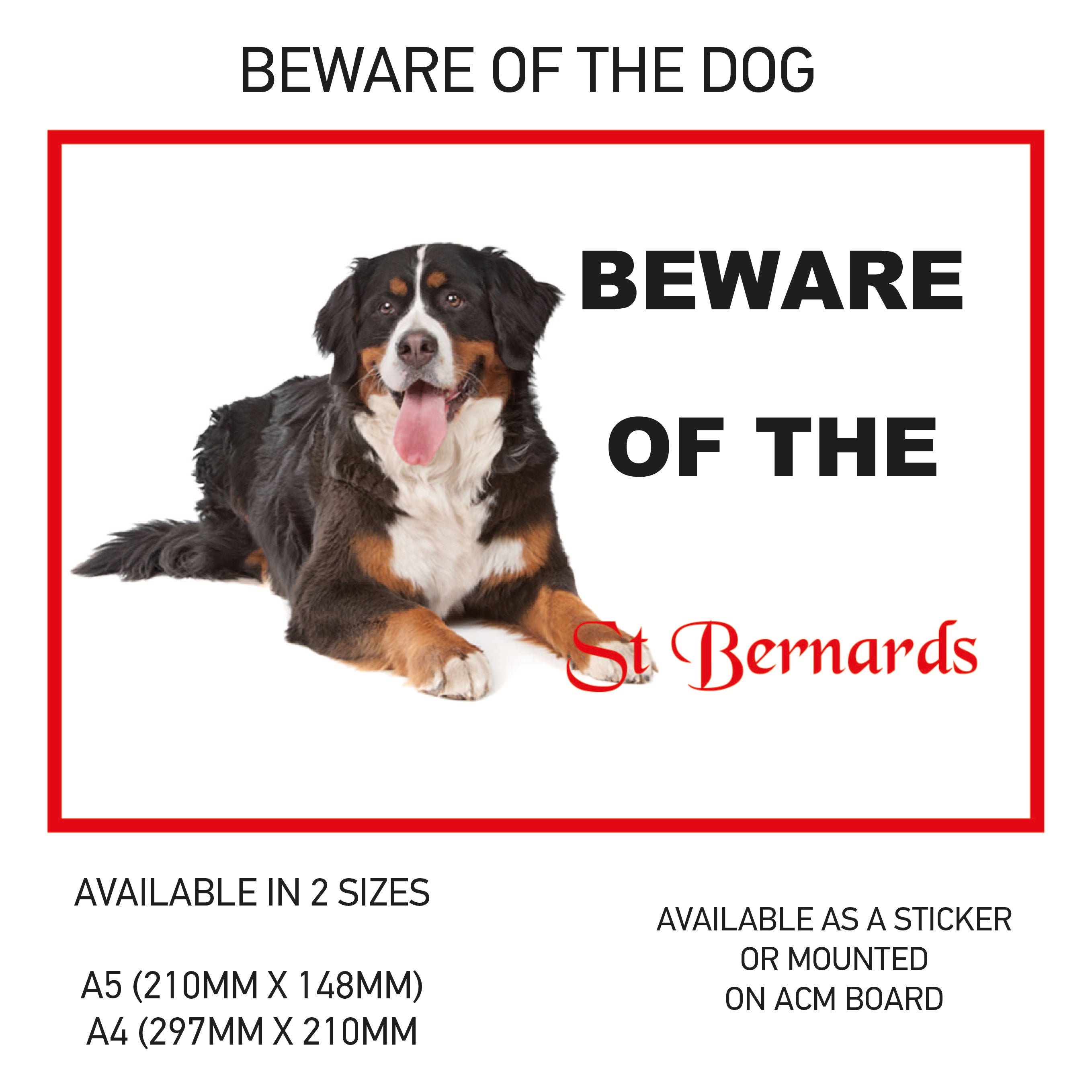 DS01-60 Funny Beware  Dog Vinyl Car Van Decal Printed Laminated Sticker Pet Animal Lover Various Designs Available