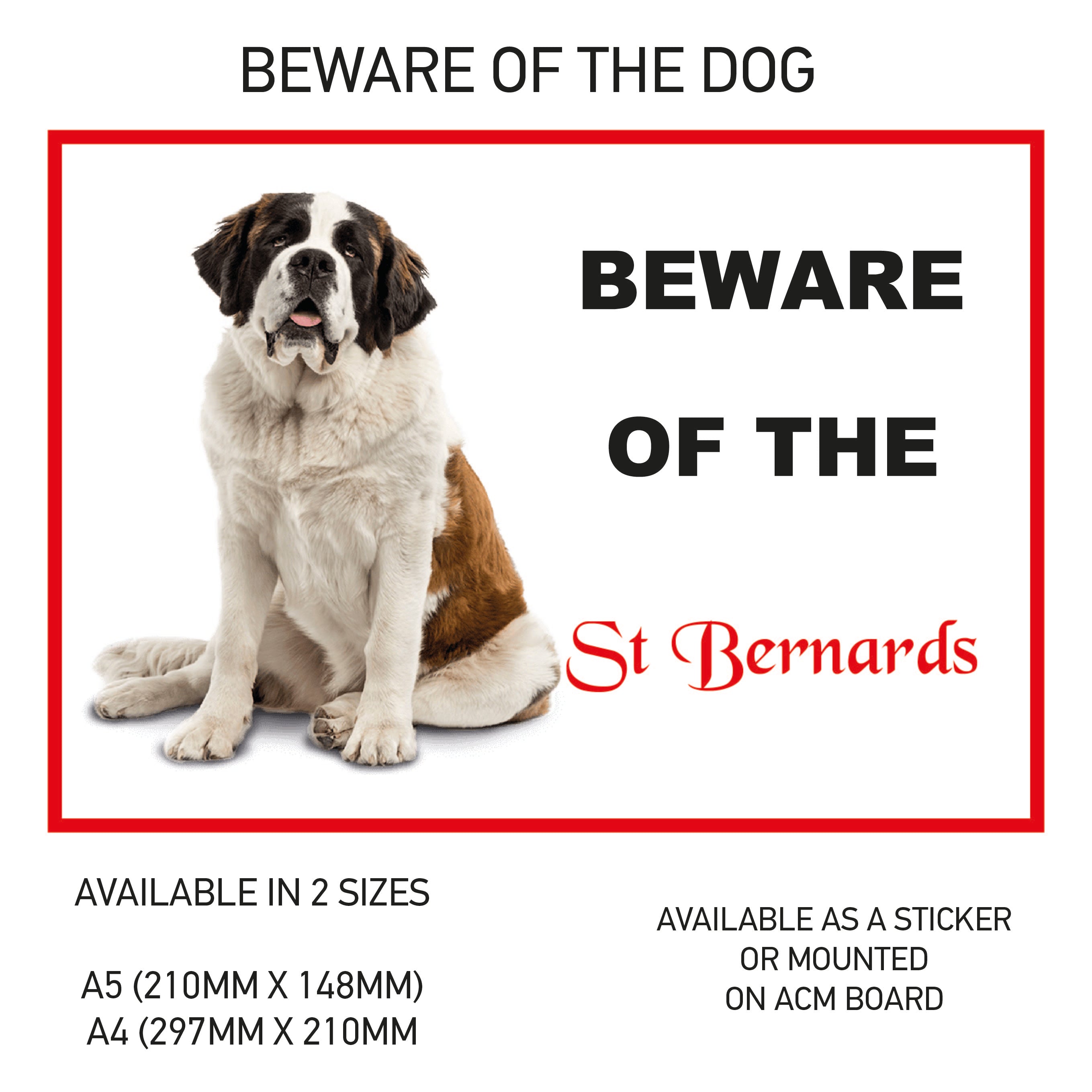 DS01-60 Funny Beware  Dog Vinyl Car Van Decal Printed Laminated Sticker Pet Animal Lover Various Designs Available