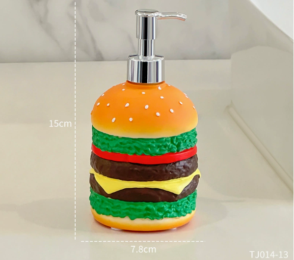 High-Quality Burger-Shaped Liquid Dispenser Bottle for Shower Gel, Hand Soap, Shampoo, and Bath Accessories