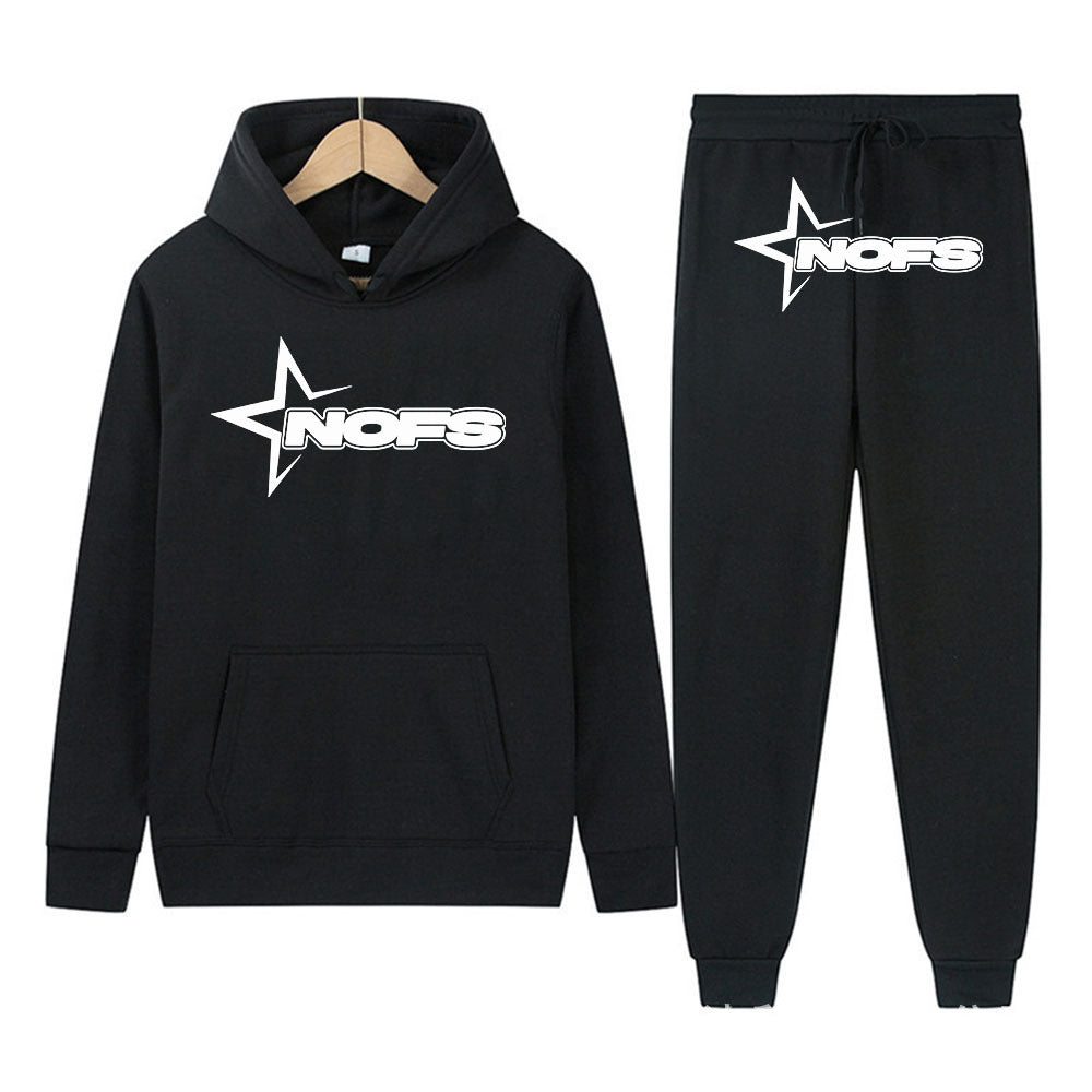 Y2K Goth Punk Rock Streetwear NOES Unisex Two-Piece Hoodie Set