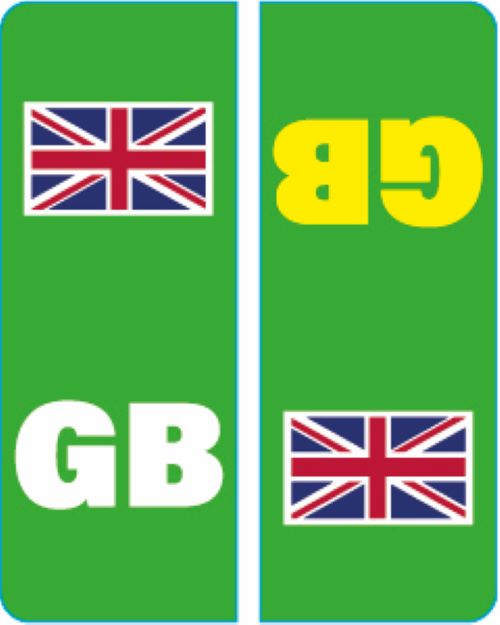 EVPLATE01-12 UK Green EV Number Plate Sticker GB Union Jack Flag Car Van Truck