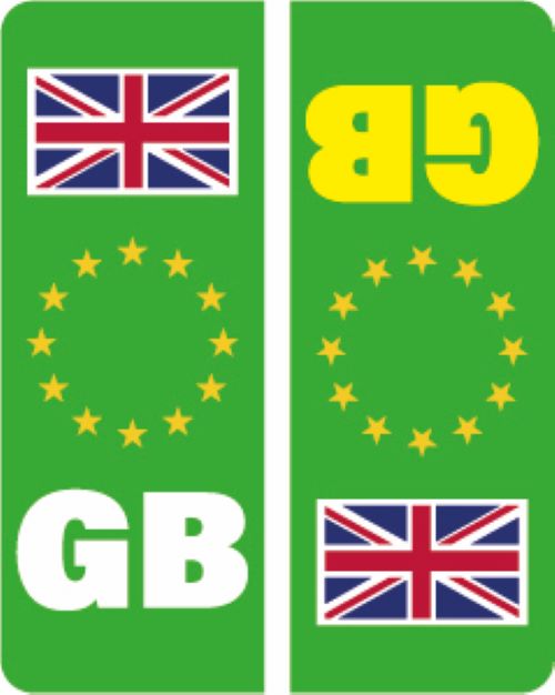 EVPLATE01-12 UK Green EV Number Plate Sticker GB Union Jack Flag Car Van Truck