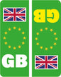 EVPLATE01-12 UK Green EV Number Plate Sticker GB Union Jack Flag Car Van Truck
