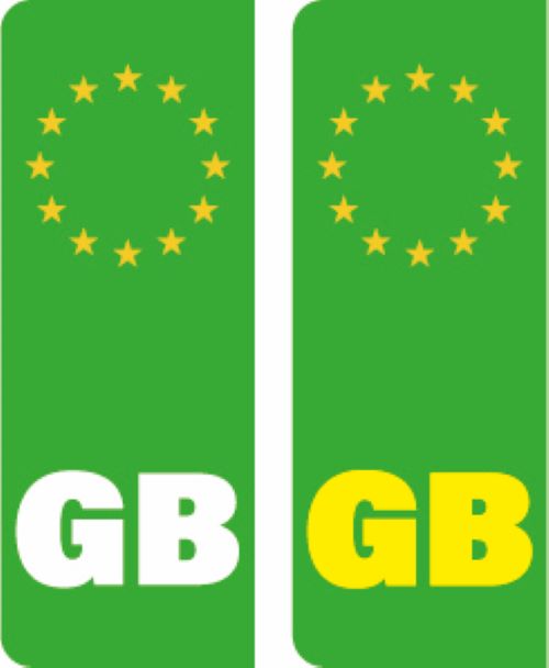 EVPLATE01-12 UK Green EV Number Plate Sticker GB Union Jack Flag Car Van Truck