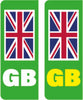 EVPLATE01-12 UK Green EV Number Plate Sticker GB Union Jack Flag Car Van Truck