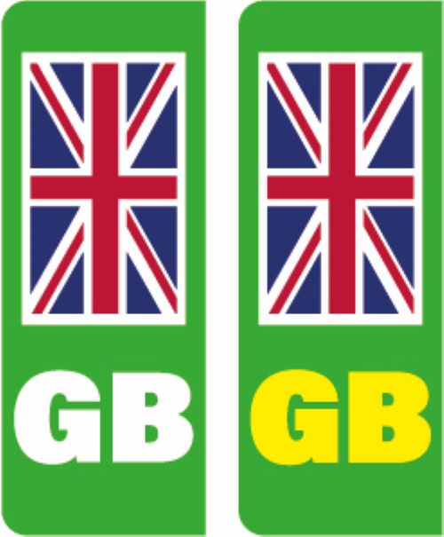 EVPLATE01-12 UK Green EV Number Plate Sticker GB Union Jack Flag Car Van Truck
