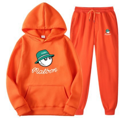 Men Golf Casual Sport Fleece Lined Hooded Sweatshirt Tracksuit Set