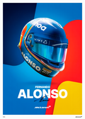 F147 Fernando Alonso Helmet Poster Formula 1 Printed | Premium Waterproof & Tear Resistant Full Colour Posters