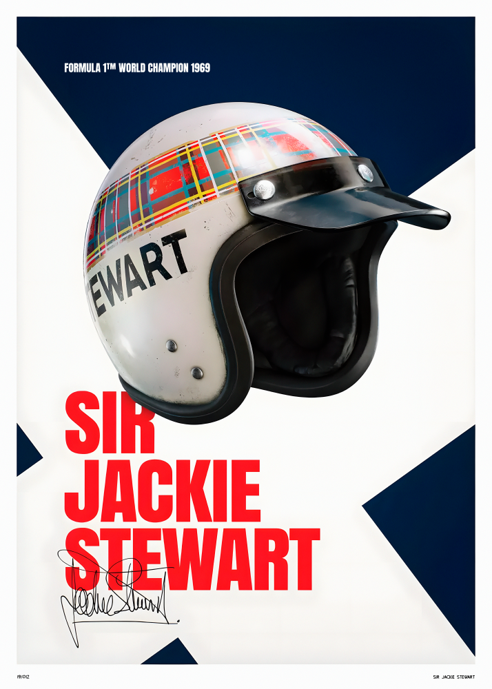 F148 Jackie Stewart Helmet Poster Formula 1 Printed | Premium Waterproof & Tear Resistant Full Colour Posters
