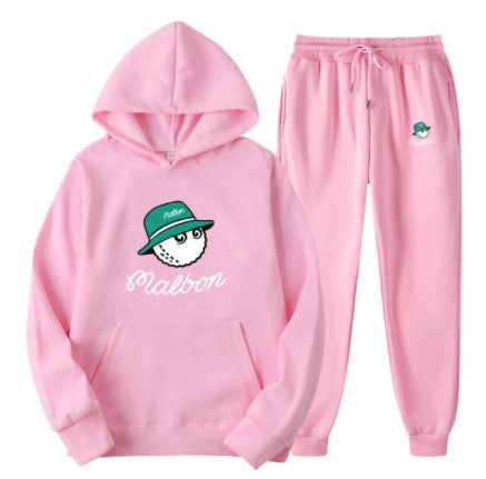 Men Golf Casual Sport Fleece Lined Hooded Sweatshirt Tracksuit Set