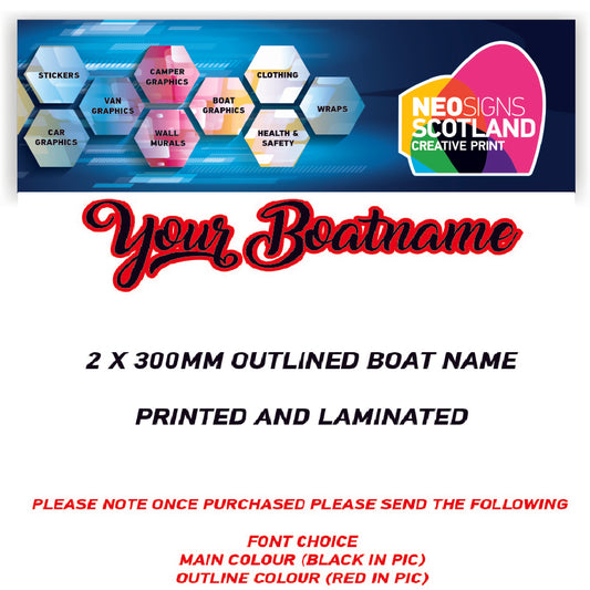 FCBN01 300mm Outlined boat watercraft names Two Colour