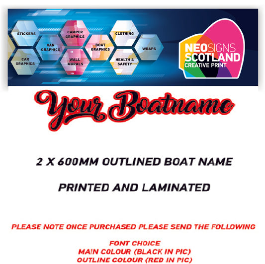 FCBN02 600mm Outlined boat watercraft names Two Colour