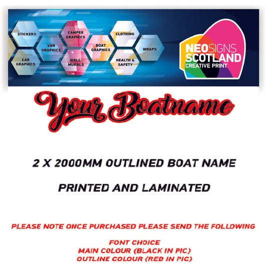 FCBN07 2000mm Outlined boat watercraft names Two Colour