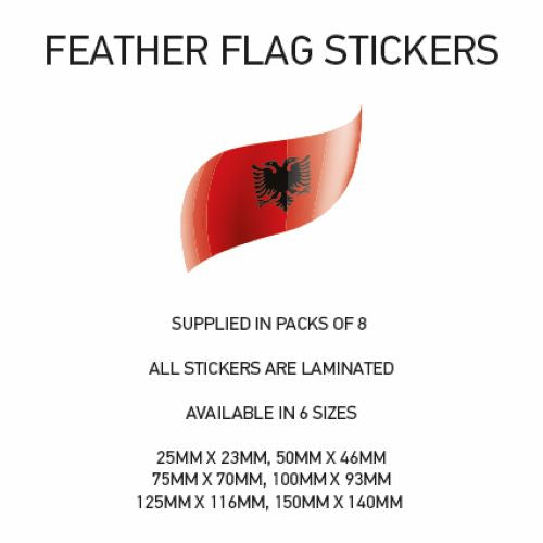 FF002 Albania Feather Flag Sticker 100mm x 93mm
