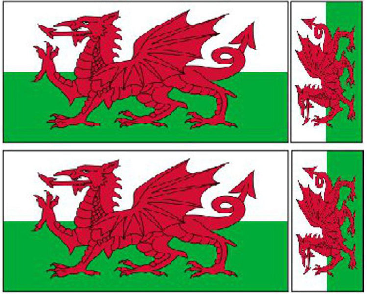 FLAG04 Wales Welsh Flags Stickers Various Sizes