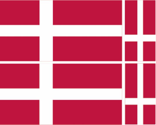 FLAG13B Denmark Flags 2 x 200mm 2 x 100mm
