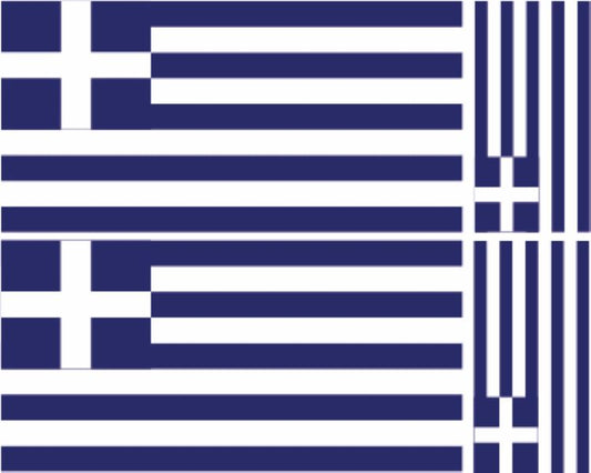 FLAG17B Greece Flags 2 x 200mm 2 x 100mm