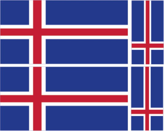FLAG18B Iceland Flags 2 x 200mm 2 x 100mm