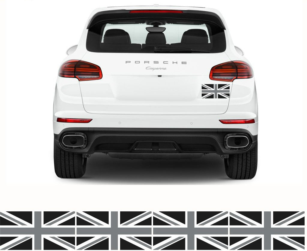 FLAG38 Silver and Black Union Jack Flags Stickers Various Sizes