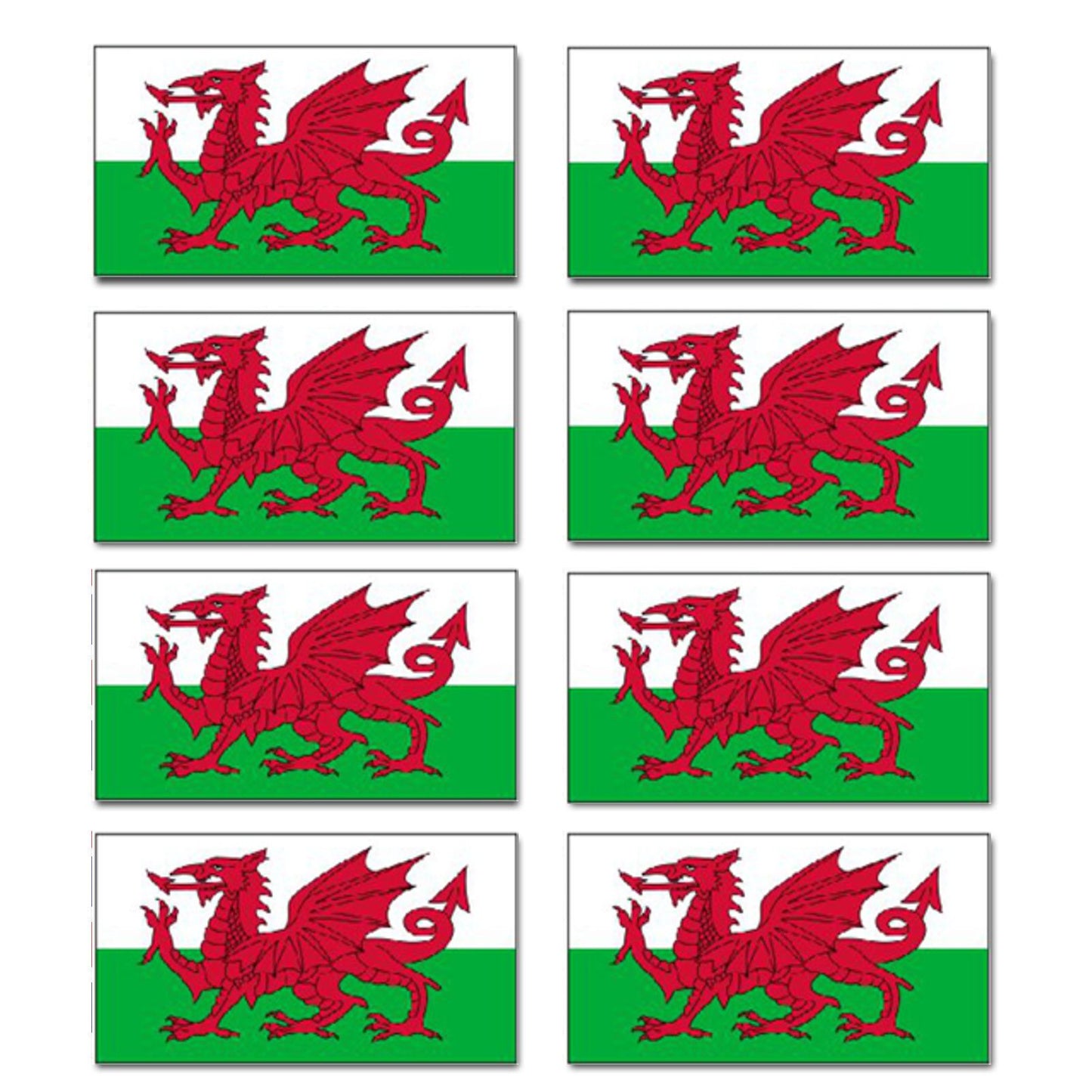 FLAG04D Wales Flags Stickers 20mm x 37mm
