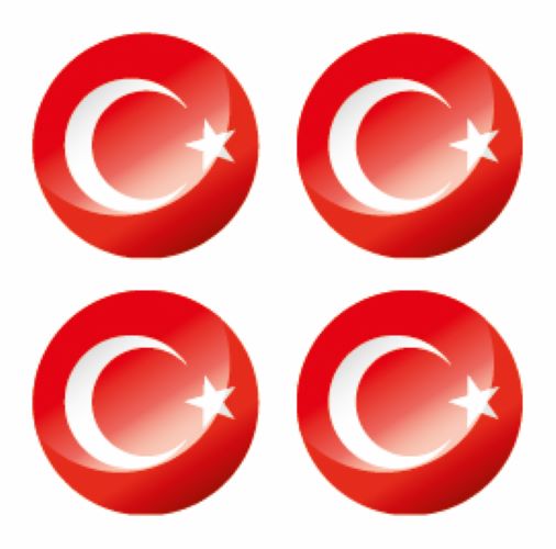 FLAG68 Turkey Circle Flags Sticker 100mm Wide