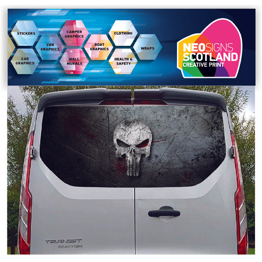 FORDT001 Punisher Tailgate wrap for Ford Transit Custom
