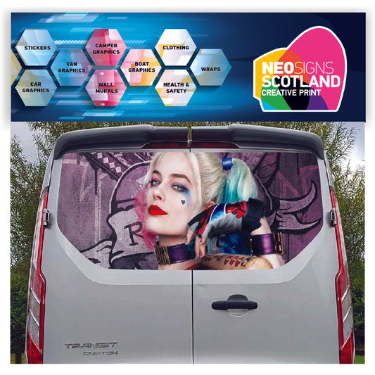 FORDT003 Harley Quinn Tailgate wrap for Ford Transit Custom
