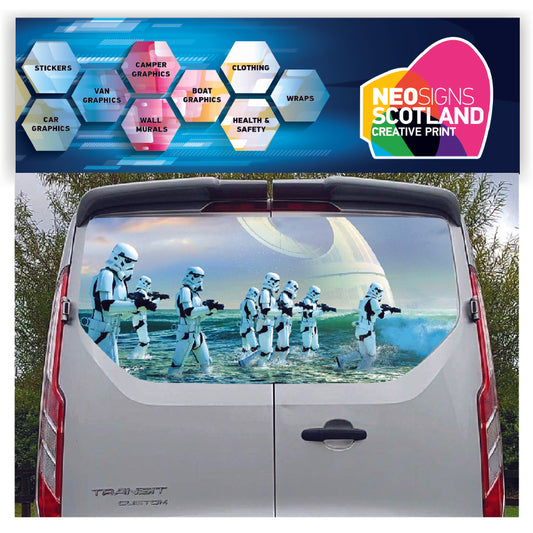 FORDT004 Storm Troopers Tailgate wrap for Ford Transit Custom