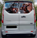 FORDT010 Captain America and Ironman Tailgate wrap for Ford Transit Custom Rear Panel Wrap Air Release Vinyl