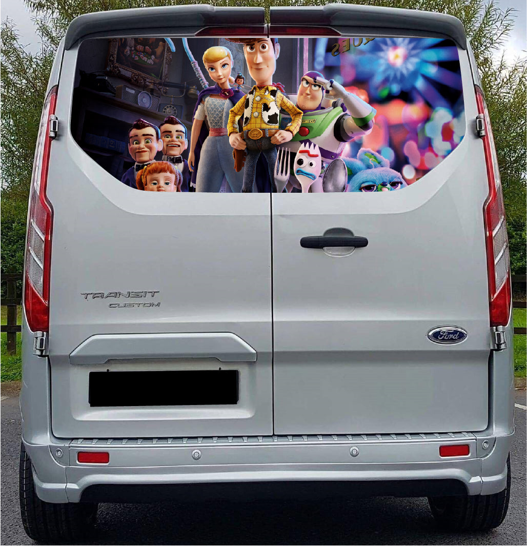 FORDT012 Toy Story Characters Tailgate wrap for Ford Transit Custom Rear Panel Wrap Air Release Vinyl