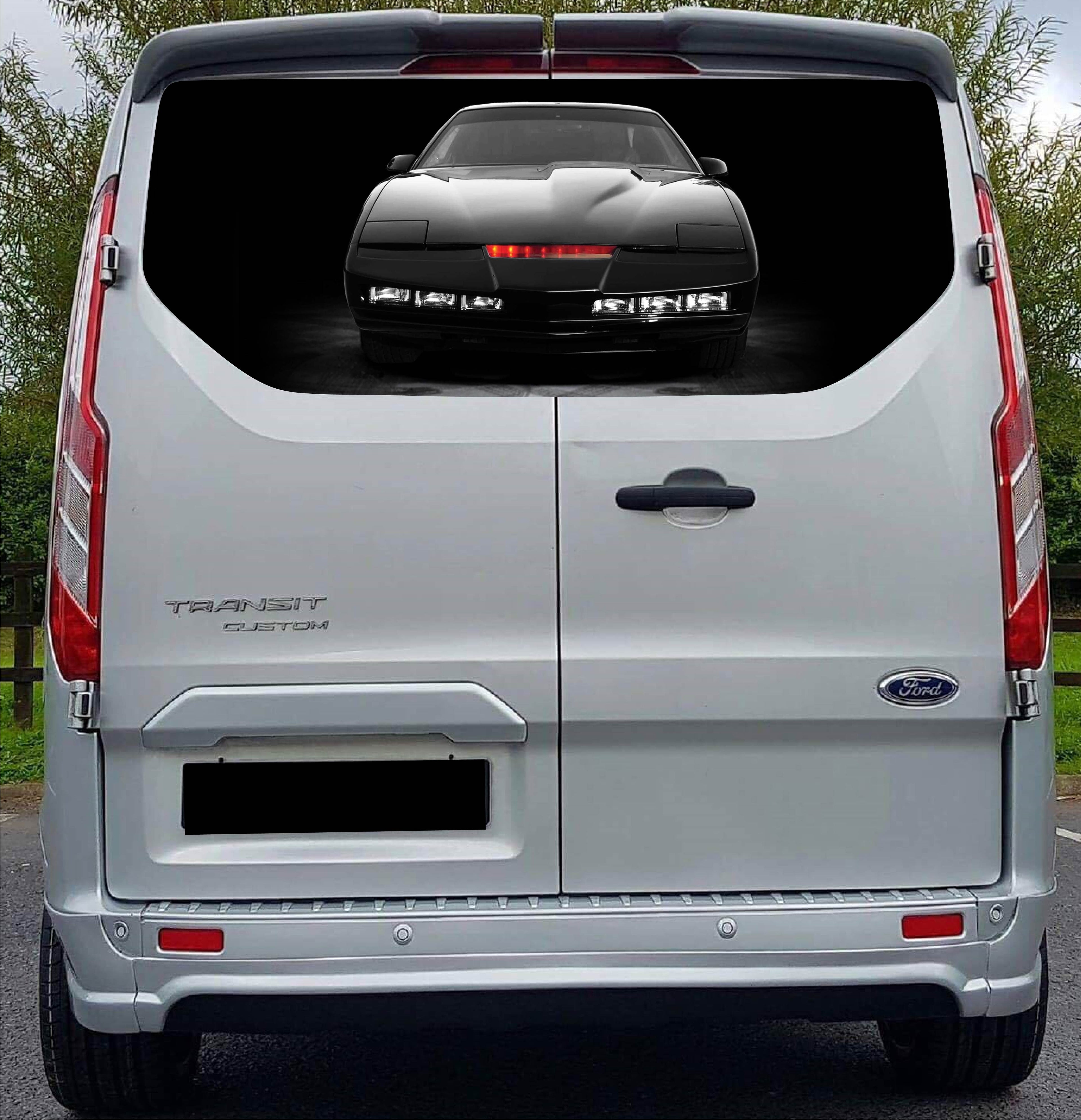 FORDT013 Knight Rider Tailgate wrap for Ford Transit Custom Rear Panel Wrap Air Release Vinyl