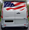 FORDT018 USA Flag Tailgate wrap for Ford Transit Custom Rear Panel Wrap Air Release Vinyl