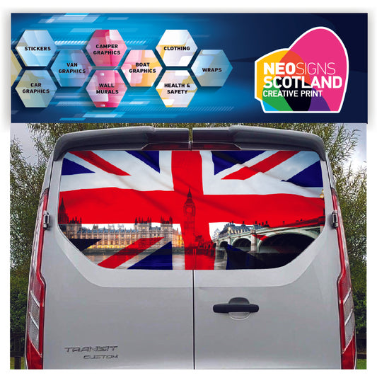 FORDT020 London UK Tailgate wrap for Ford Transit Custom