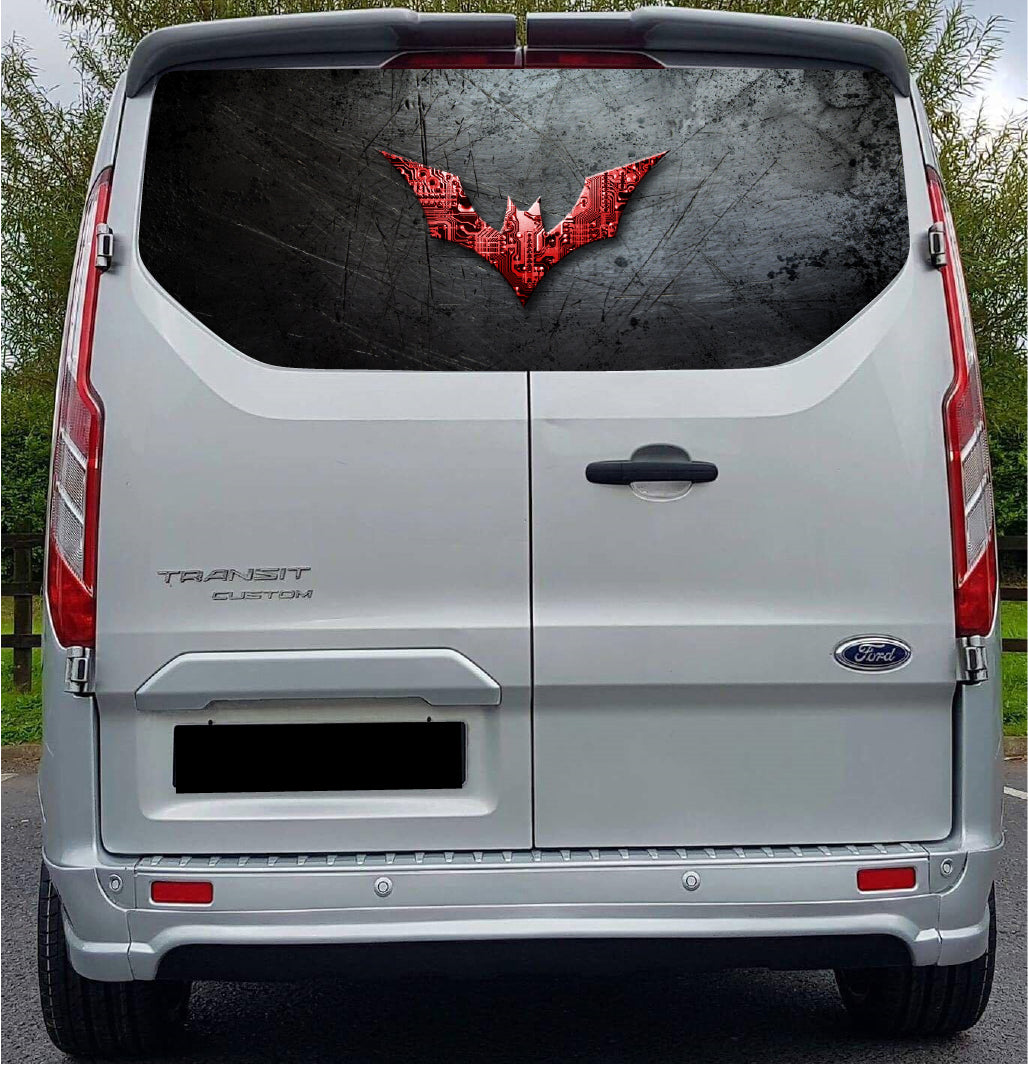 FORDT021 Batman Logo Tailgate wrap for Ford Transit Custom Rear Panel Wrap Air Release Vinyl