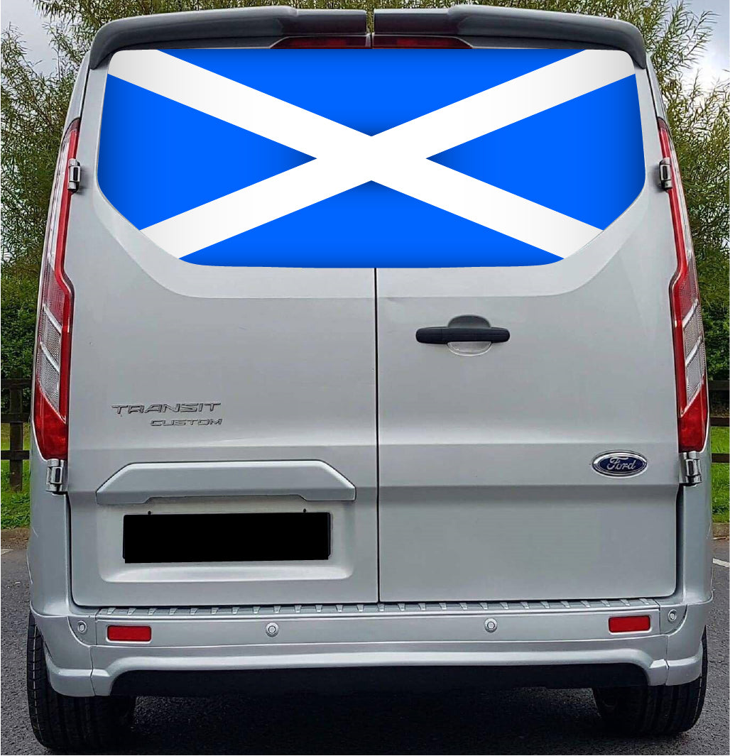 FORDT025 Scotland Flag Tailgate wrap for Ford Transit Custom Rear Panel Wrap Air Release Vinyl