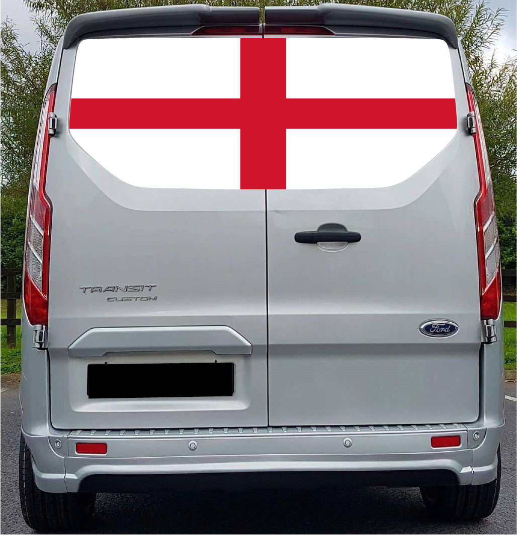 FORDT029 England Flag Tailgate wrap for Ford Transit Custom Rear Panel Wrap Air Release Vinyl
