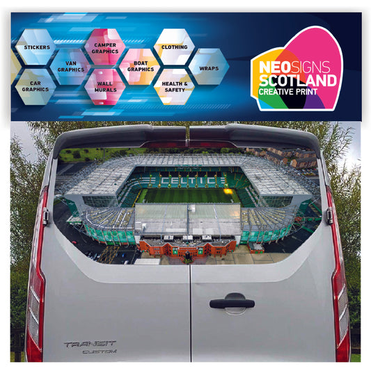 FORDT031 Celtic Football Stadium Tailgate wrap for Ford Transit Custom