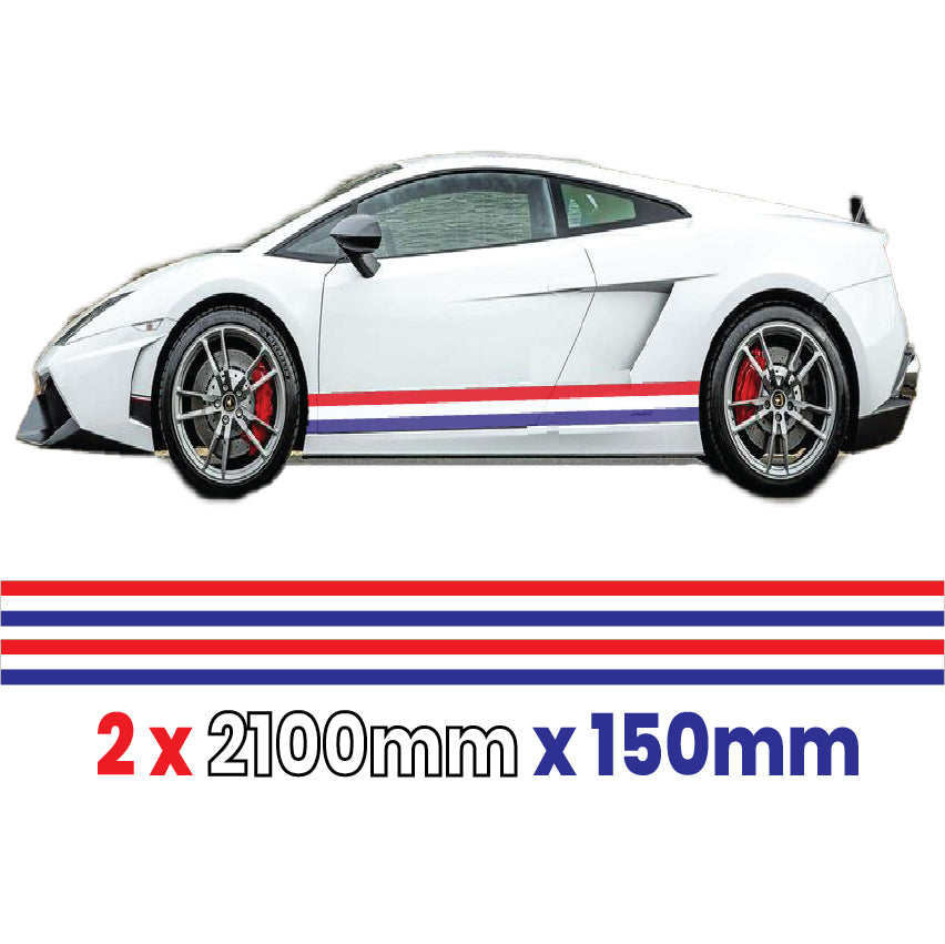 German, French, Italian Racing Side Stripes Various Sizes Available