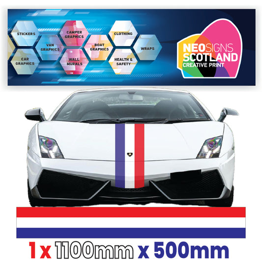FR1.1/500x1 French Bonnet Stripe 1100mm x 500mm for Porsche