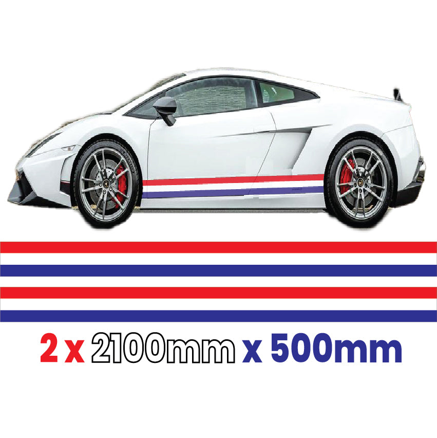 German, French, Italian Racing Side Stripes Various Sizes Available