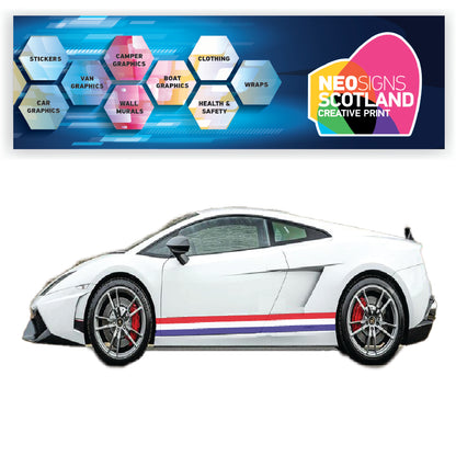 FR2.1 French Racing Side stripe 2x2.1m (2100mm) Long laminated for Renault Peugeot Citroen sticker graphics various widths available