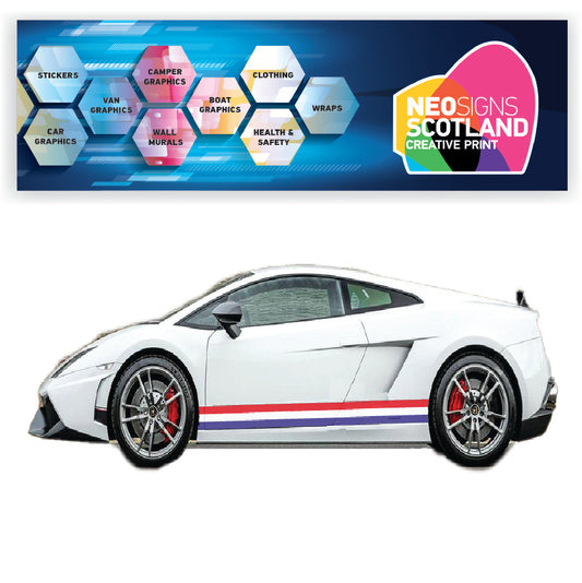 FR2.1 French Racing Side stripe 2x2.1m (2100mm) Long laminated for Renault Peugeot Citroen sticker graphics various widths available