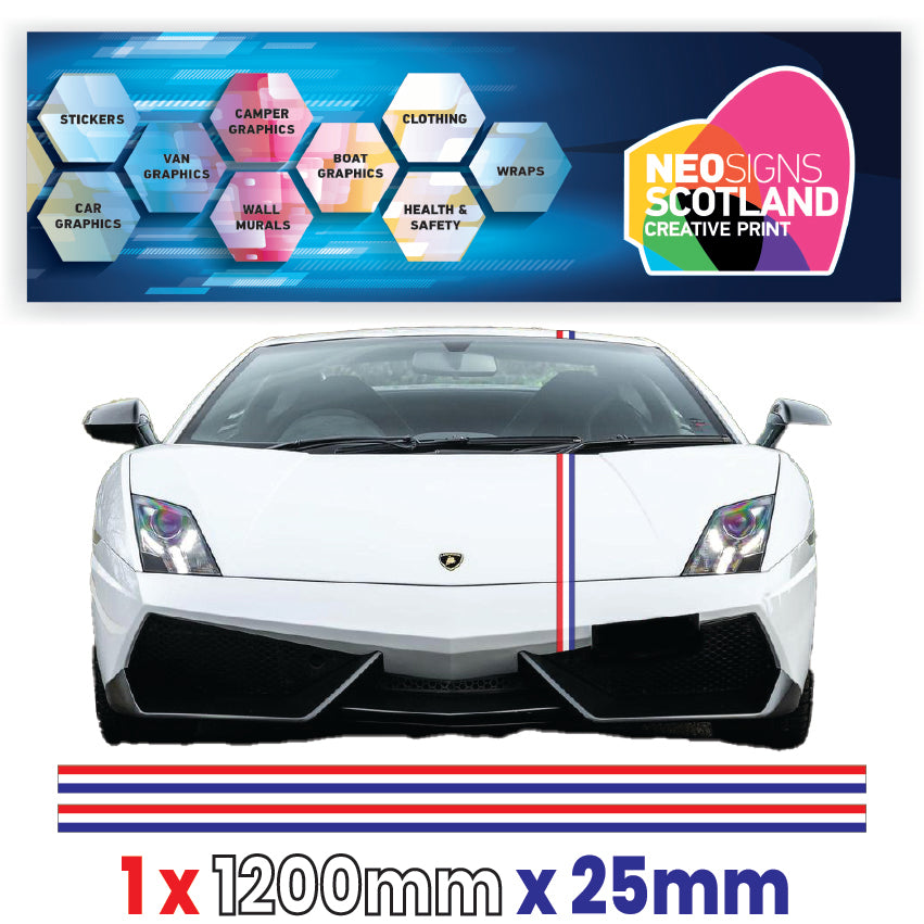 FRP French Racing Pin Stripes 1.2m (1200mm) Long laminated for Renault Peugeot Citroen sticker graphics various widths available